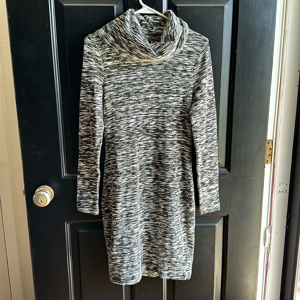 Sweater dress black and white turtle neck. Gently used. Size small